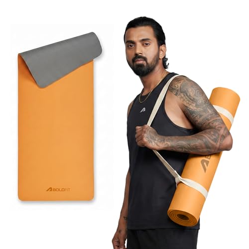 Image of Boldfit Yoga Mat for Man & Woman, 6mm Anti-Slip Yoga Mat with Strap, 6x2 ft Extra Cushion Super Foam, Sweat-Resistant, Durable Workout & Exercise Mat for Men & Women (Home Gym & Yoga Use)