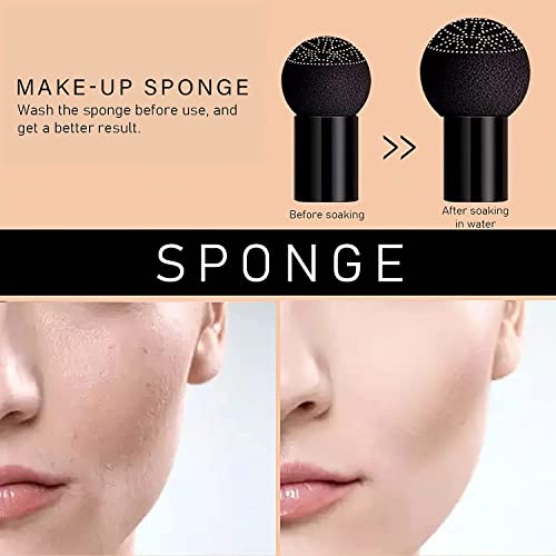 Kriloneal CC Cream Foundation Mushroom Head Air Cushion Face Makeup Moisturizing Concealer Waterproof Oil Control Long-Lasting Nude Makeup Even Skin Tone for All Skin Types (Nature)