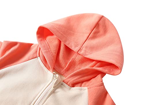 Little Girls French Terry Full-Zip Hoodie Sweatshirt Kids Casual Outfit Jacket (Orange,5Years) #TOP3