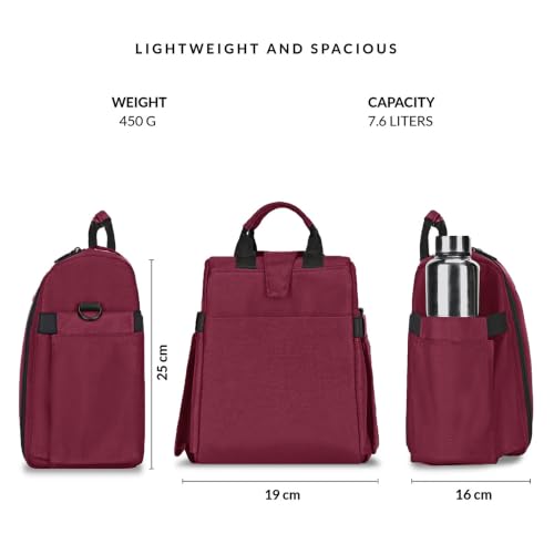 Image of Carriall Lunch Bag for Office | Water-Resistant Tiffin Bag for Office, College, School & Picnic | 8L Reusable Lunch Box Bag for Men, Women (Maroon)