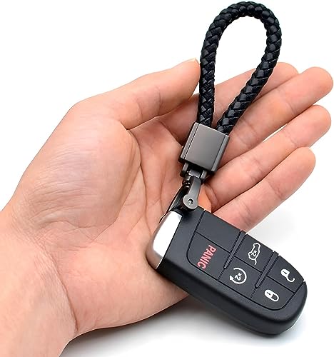 Redreo Schlüsselanhänger für Auto Motorrad, Schlüsselanhänger Leder Geflochtenes Schlüsselband D Ring Schlüsselring Ersetzen Zubehör für Auto