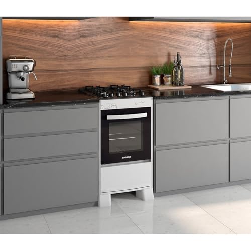 SUGGAR FOGÃO NEO GLASS BRANCO MESA DE VIDRO 4 BOCAS TREMPE 6 APOIOS ACENDIMENTO AUTOMÁTICO FGVNG410BR