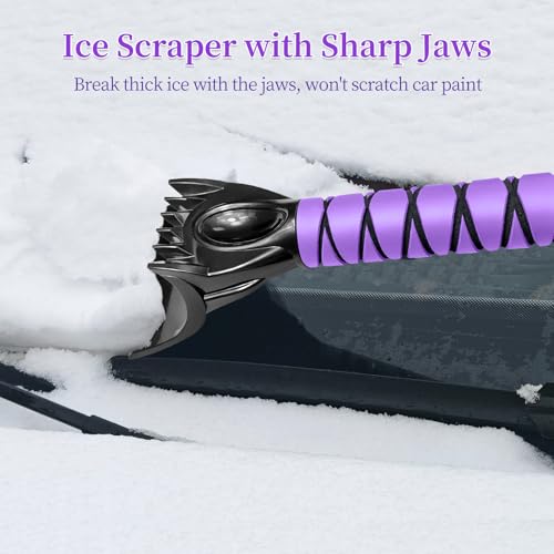 HEEYA 51 Inch Snow Brush for Trucks, Extendable Long Handle Ice Scraper with Brush with Foam Grip, SUV Heavy Duty Snow Brush with Ice Scraper for Car Auto Jeep RV Vehicle Windshield Window - Purple by HEEYA - Image 5