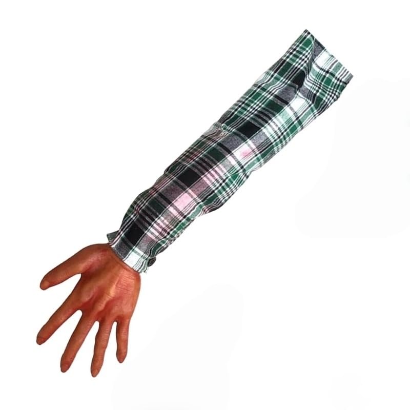 1pc Halloween Hands, Severed Fake Arm with White Cloth Sleeve, Soft Realistic Halloween Body Parts, Scary Props for Haunted House, Costume Party Decor (B)