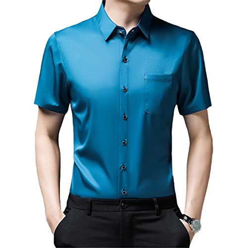 Chemise été homme manches courtes bleu lac pour vos vacances et sorties