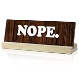 HOUSPEAK Funny Office Sign - Nope, Coffee Bar Table Shelf Decor Gift for Colleague Manager Funny Desk Accessories for Work Wood Plaque Living Room Decor Office Cubicle Decor Sign - 8 x 2.5 inches
