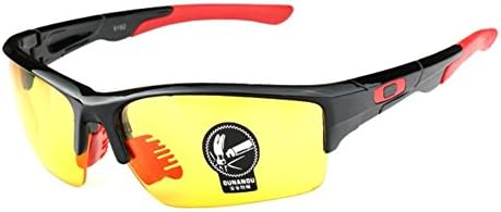 Kagogo Men's HD Night View Driving Glasses Anti-glare Rain Day Night Vision Cycling Sunglasses (Black/Red82)