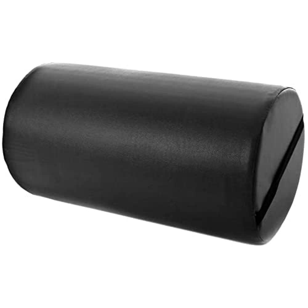 QUIRUMED Cojín Rodillo 55x30 cm Negro Polipiel Relleno de Espuma Yoga Fitness Masaje
