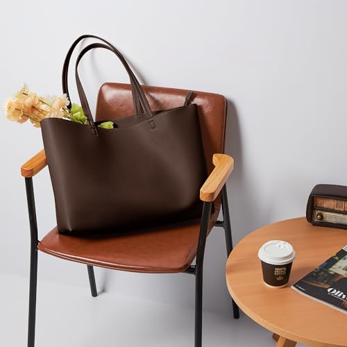 Image of KALIDI Tote Bag Zipper Shoulder Bag Faux Leather Purses Satchel for Women Casual Handbag Work Dating College