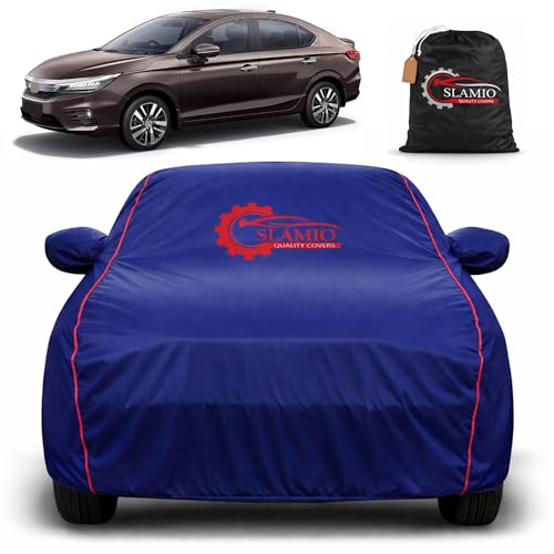 Image of Premium 100% Waterproof Car Cover for Honda's City Hybrid Ehev 2022-2026 | All-Weather, UV & Dust Protection | Heavy-Duty 3-Layer Fabric | Custom Fit with Mirror & Antenna Pockets | Navy Blue