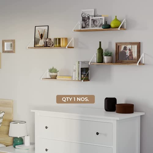 Image of OrganizeMee Wooden Decorative Corner Shelves for Living Room,Floating Shelf for Wall,with Metal Brackets Suitable for Kitchen, Living Room, Bedroom Wall d�cor2 (24 Inch White)