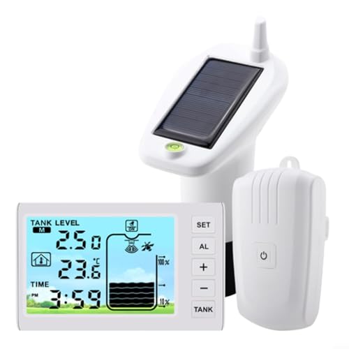 Monitor Digitale Livello Acqua A Energia Solare: Display LCD, Sensore Temperatura IP65, Allarme E Ricarica Solare - Per Serbatoi, Cisterne, Pozzi
