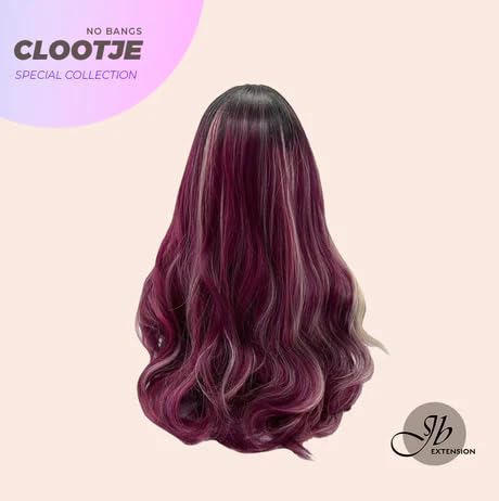Miniatura 3 de CLOOTJE - Peluca de cabello largo y rizado morado con reflejos, sin pegamento, pelucas de cabello largo para mujer, pelucas sintéticas naturales
