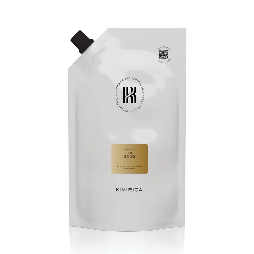 Kimirica Handwash Refill The Souq Body and Hand Wash 700ml Spout Pouch | Hydrating & Soothing Cleanser | With Sandalwood, Patchouli & Vitamin E-image-0