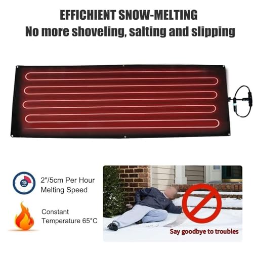 Tapis de fonte de neige chauffant, antidérapant pour escaliers et allées, vitesse de fusion de 5,1 cm/h, système de déneigement d'hiver de 38,1 x 60 m, 40 * 60in / 101,6 x 152,4 cm