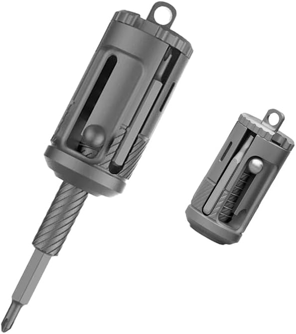 Saker Herramienta de destornillador múltiple de titanio, todo en uno, multiherramienta con funciones modulares con extensión retráctil y opción de