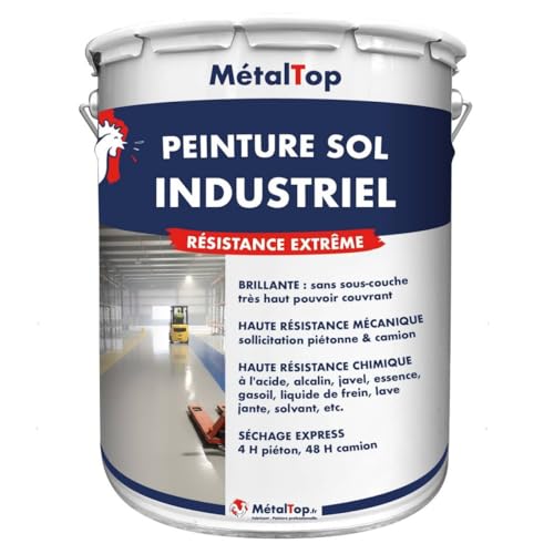 Metaltop - Peinture Sol Industriel - Blanc pur - RAL 9010 - Pot 15 L