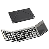 VBESTLIFE Faltbare Bluetooth-Tastatur, Tragbare, Ultradünne Kabellose Tastatur mit Touchpad und PU-Leder-Ständerabdeckung, für Tablet, Laptop, Smartphone
