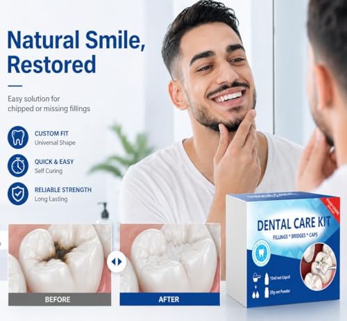 Image of Tooth Repair Kit Zinc Oxide Eugenol Cement Dental Care Kit, Temporary Teeth Replacement, Dental Care Repair for Broken Chipped Teeth, Crown Fillings & Bridges 2PCS