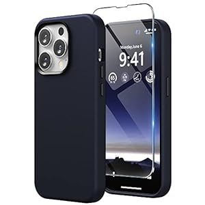 SURPHY Kunstlederen hoesje compatibel met iPhone 14 Pro Max 6,7 inch, premium PU-lederen hoes (met metalen knoppen en microfiber voering) voor iPhone 14 Pro Max (inkt)