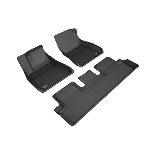 3D MAXpider All-Weather Floor Mats for Tesla Model 3 2017 2018 2019 Custom Fit Car Floor Liners, Kagu Series (1st & 2nd Row, Black)