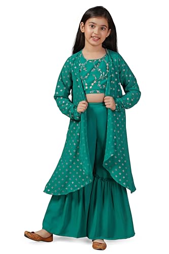 Image of Fashion Dream Girls Georgette Embroidered Palazzo Set|Kids Ethnic Wear|sharara set for girls|Indo Western Set