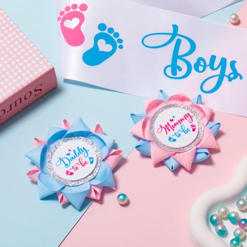 Mom to Be Pin Baby Shower Dad to Be Pin Boy or Gril Sash for Gender Reveals Party Mom to Be Sash Baby Shower Party Favors Decorations for Girls Pregnancy Photo Props Keepsake Gifts