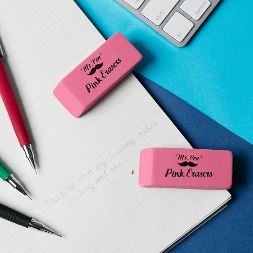 Image of Mr. Pen- Pink Pencil Eraser Bulk, 24 Pack | Large Latex Free Block Erasers for School, Office, Art Sketching, Homework, Exams, Clean Smudge-Free Correction