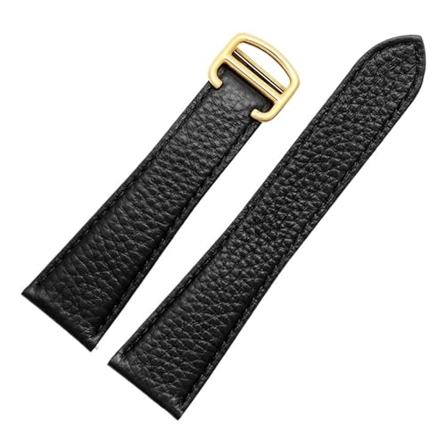 Bracelet en cuir véritable grain litchi 23 mm luxe mixte