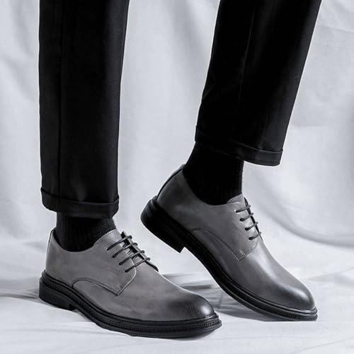 Men's Leather Business Oxford Shoes Stylish Round Toe Lace-Up Chunky Heel Dress Shoes Suitable for Work Party Wedding4