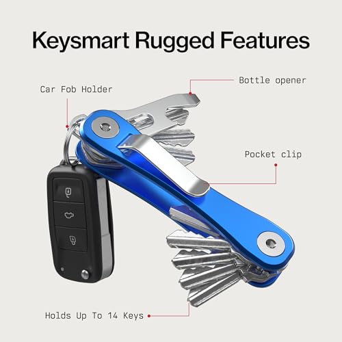 Image of KeySmart Rugged Keychain Multitool Key Holder, Up to 14 Keys | Key Organizer for EDC. Expandable, Durable Build, Reduces Key Chain Bulk & Jingle, Pocket Clip & Bottle Opener Included