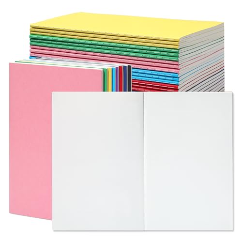 miikoul 24 Pack A5 Blank Journal Notebooks in Bulk Colorful Soft Cover Unlined Paper for Kids Student Traveler Drawing Writing Take Notes and Plan 8.3x5.5 Inches 80 GSM 60 Pages/30 Sheets