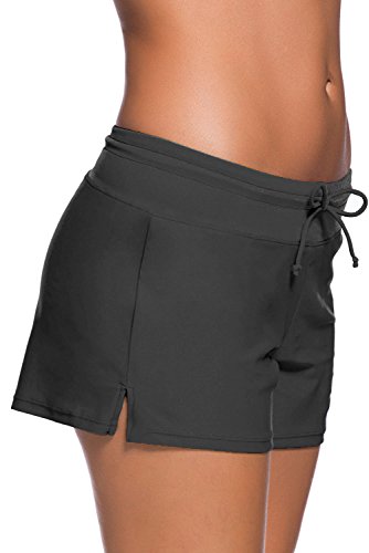 Image of Women Sports Summer Bottom Slit Swim Beach Board Shorts