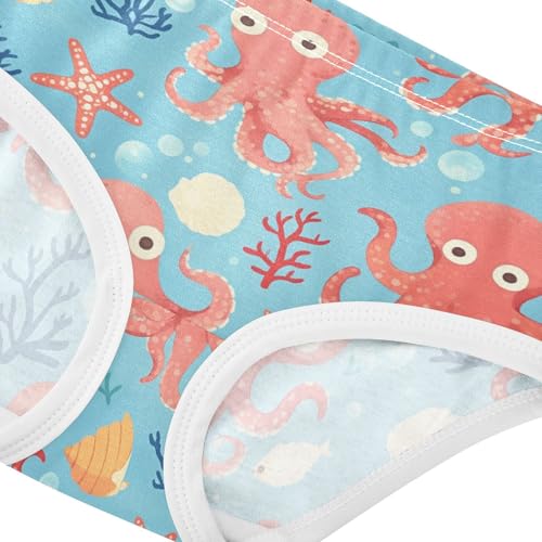 Wusikd Octopus Coral Girls' Underwear Cotton Shells Girls Briefs Soft Toddler Underwear 2T4