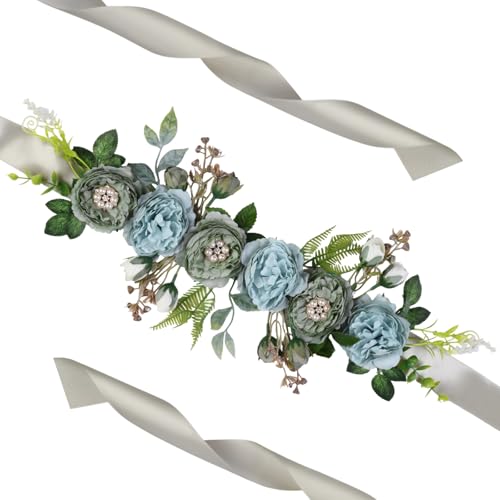 Floral Bridal Maternity Sash Belt - Flower Belly Belt for Pregnant Photo Props Wedding Bridal/Baby Shower Party Decorations