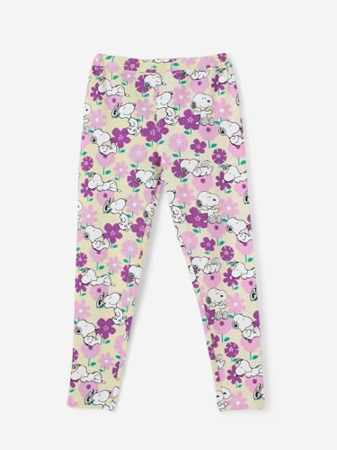 Image of The Souled Store Peanuts: Snoopster Girls Pull On Purple All Over Printed Cotton Leggings (2-8 Yrs)