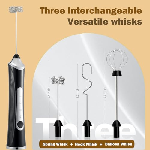Image of Handheld Electric Milk Frother with 2 Heads, Coffee Whisk Foam Mixer with USB Rechargeable 3 Speeds, Foam Maker Blender for Latte, Cappuccino, Hot Chocolate, Egg (Type 5)