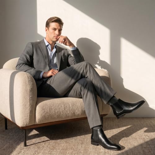 Image of Jousen Mens Chelsea Boots Leather Slip On Dress Boots