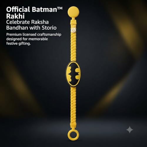 Image of Storio Batman Silicone Band Rakhi | Officially Licensed | Rakhi for Boys, Bhaiya, Bhai | Raksha Bandhan Gift