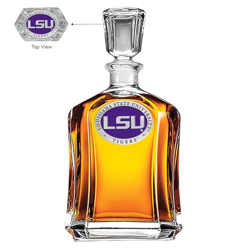 Image of Heritage Pewter LSU Capitol Decanter | 24 OZ Whiskey Decanter for Liquor with Airtight Stopper | Expertly Crafted Pewter Glass Clear