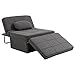 HOMCOM Fauteuil chauffeuse Chaise Longue Pouf 3 en 1 Dossier inclinable 5 Niveaux Repose-Pied Rabattable châssis métal Noir Lin Gris