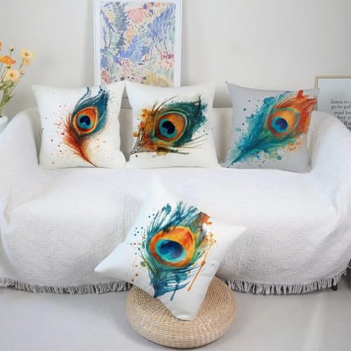 Plumes housse coussin extérieur imperméable 60x60 velours anti-taches pour rénover votre salon