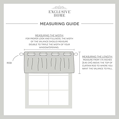 Exclusive Home Sateen Twill Woven Room Darkening Blackout Grommet Top Valance, 52"X18", Charcoal #TOP6