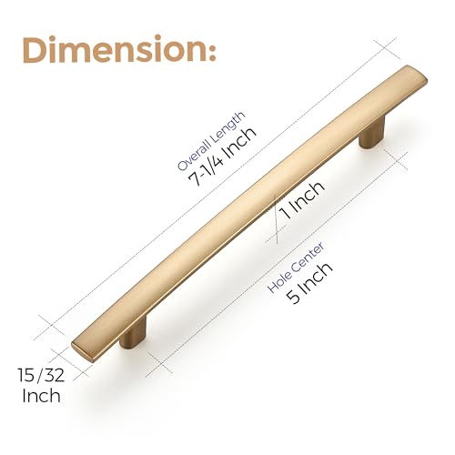 Image of Ravinte 20 Pack Cabinet Handles Champagne Bronze Cabinet Pulls Kitchen Cabinet Handles,Curved Drawer Pulls in 7-1 /4 Inch Length with 5 Inch Hole Center Arch Kitchen Cabinet Hardware