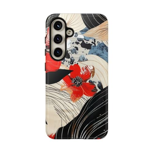 Coque Galaxy S24 motif floral rouge pour un style élégant
