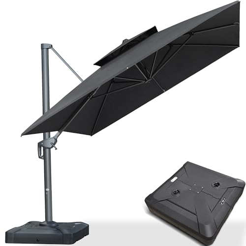 PURPLE LEAF Parasol Déporté 3 x 4 m Rectangulaire avec Pied et Toile Imitation Acrylique, Parasol...