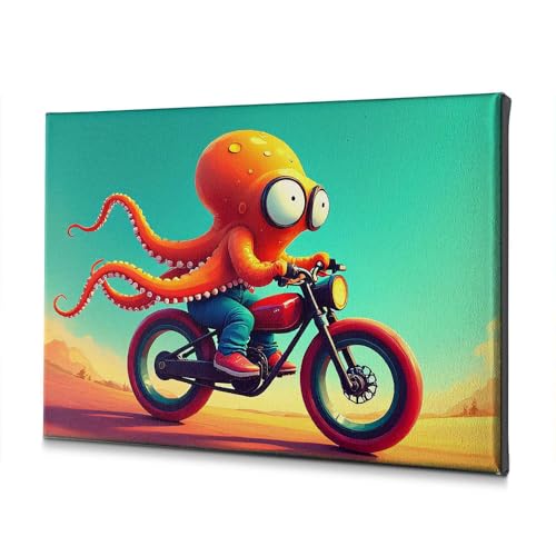Toile pieuvre moto pour salle de bain originale design désert 40x60cm