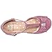 Girls Low Heels Pumps T-Strap Bow Accent Glitter Rhinestone Mary Jane Kids Sandals Magenta Glitter Size 1