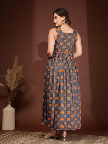 Image of Dress for Women | New Rayon Floral Printed Flared Maxi Dress for Women & Girl's