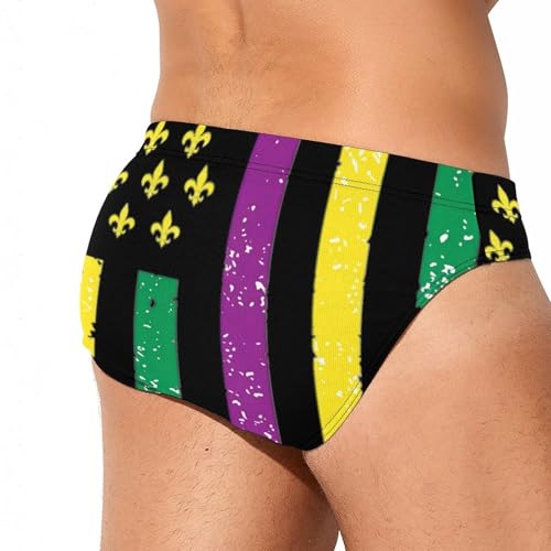 Mardi and Gras American Flag Men's Swim Brief Sexy Bikini Swimwear Swimsuit Trunks Bathing Suits3